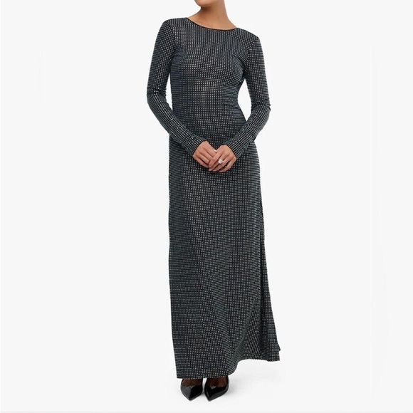 WeWoreWhat Crystal Backless Gown Size 0 Long Sleeve small black party dress - Picture 2 of 11